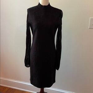 White House Black Market Black & Green Floral Bodycon Dress | Sheer Sleeves | NW